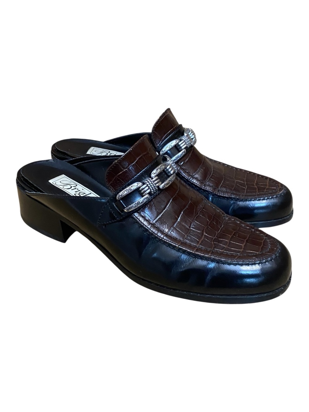 Brighton Womens Leather Embossed Mule Shoes
